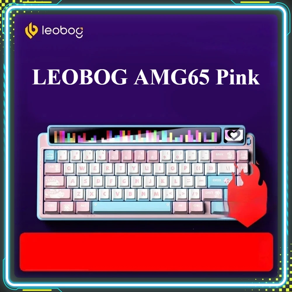 

Promotional Products LEOBOG AMG65 Pink Gaming Keyboards Hot Swap RGB TFT LED Screen Wireless Tri Mode Custom Keyboard PC Gifts