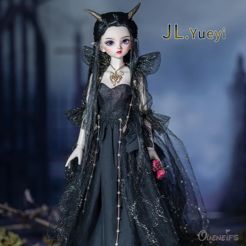 

JL. Yueyi 1/4 BJD Doll With Shizhi Girl Body Black Silk Dress Style Handcrafted Delicate Makeup Doll Resin Material Artist Toy