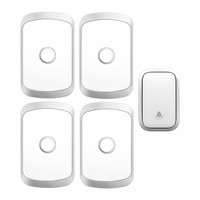 CACAZI Self-powered Waterproof Wireless Doorbell No Battery Chime 150M Remote Home Door Bell US EU UK Plug 1 Button 4 Receiver