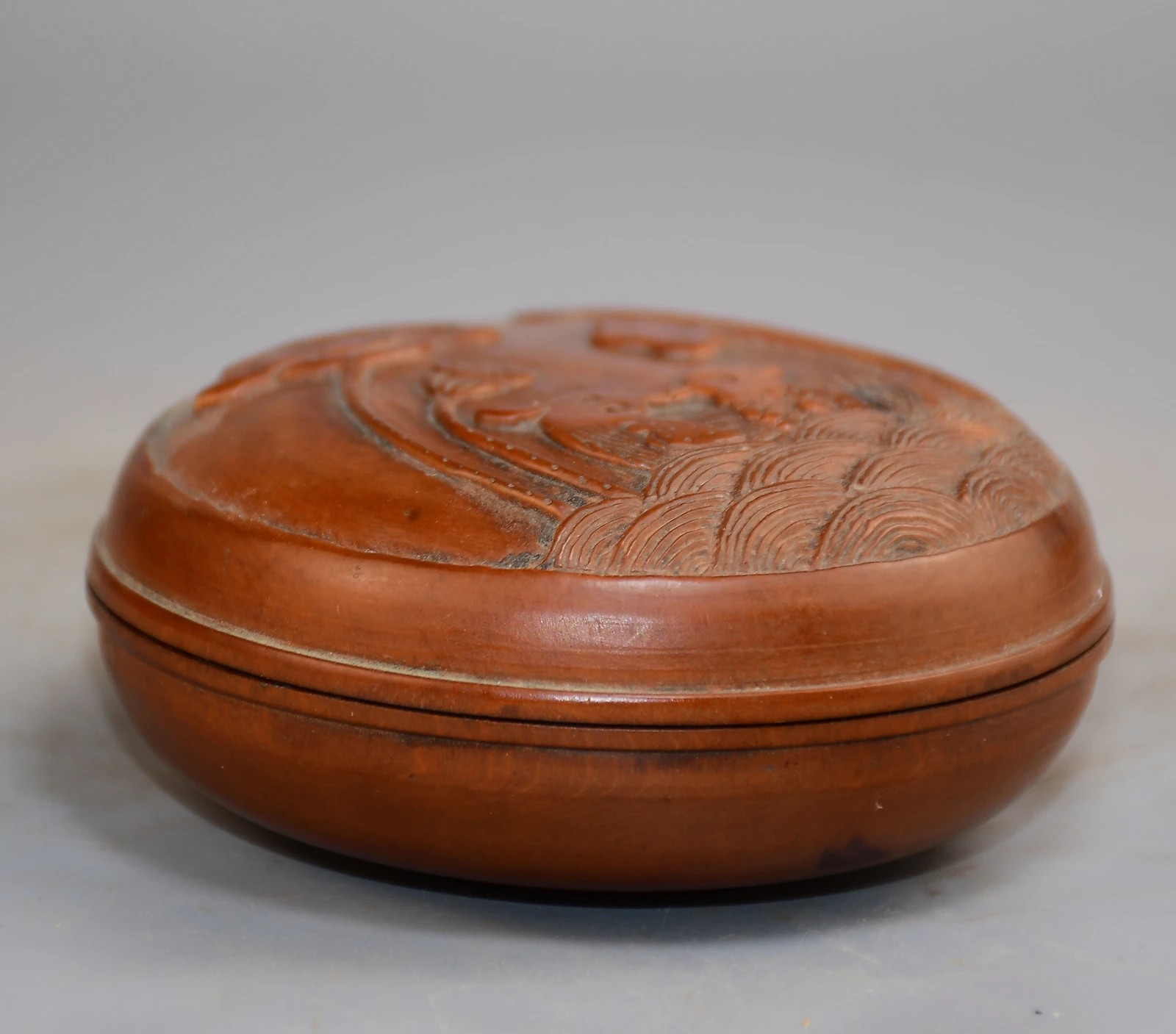 Old Chinese Boxwood Wood Hand Carving Mandarin Duck storage Box Figurines