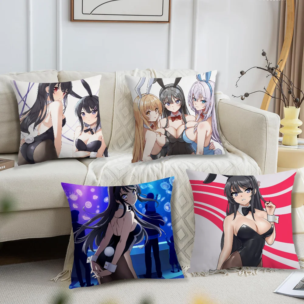 Sakurajima Mai Seishun Buta Yaro Pillow Case Fan Style Square Home Decor Cushion Cover Design Printed