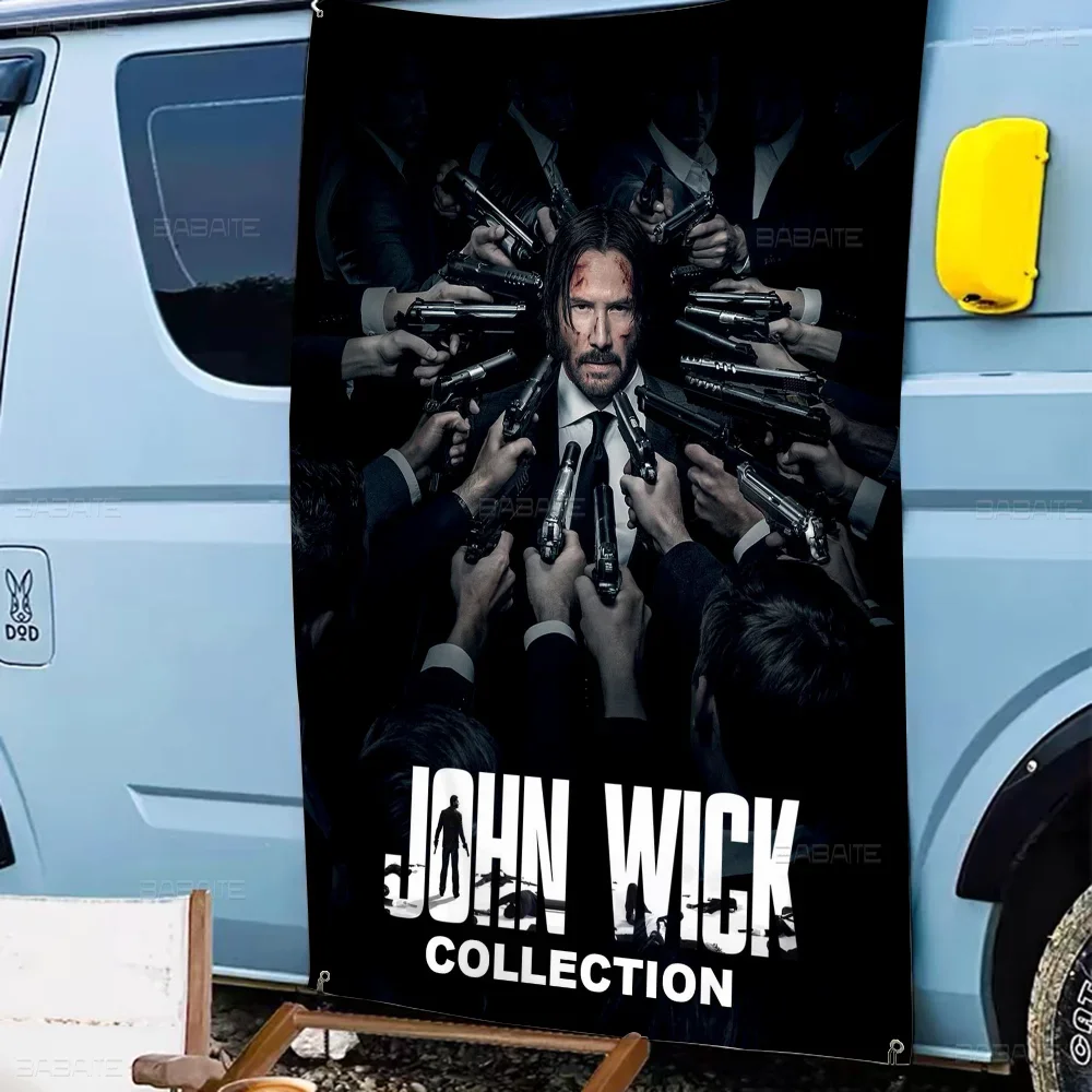 Classic Movie John Wick Banner Art Printing Japanese Wall Flag Anime Wall Hanging Home Decor