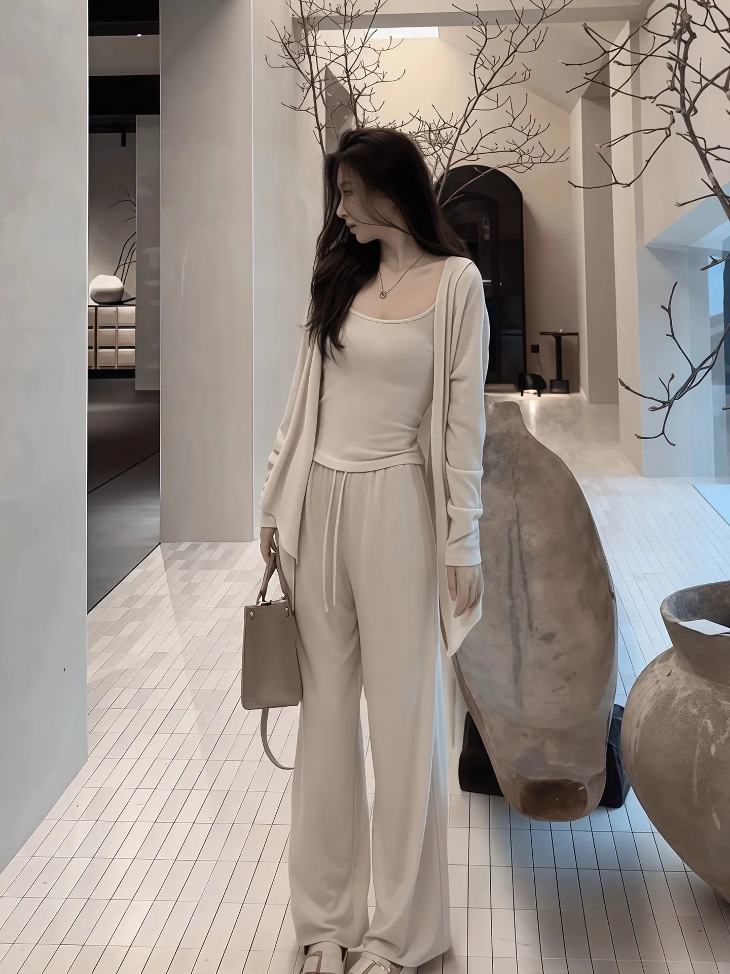 Women's Slim Fit Long Sve Crop Top And High Waist Pants Tee Piece Set Faionable Casual Wear Breathable Comfortable Mat...