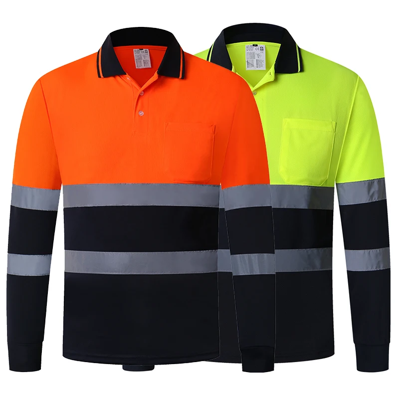

Hi Vis Shirts Two Tone Workwear Long Sleeve Polo Shirt Work Shirt for Construction Men and women