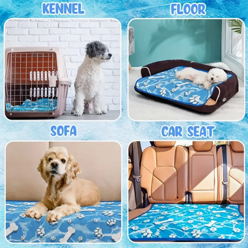 Self-Cooling Cat and Dog Mat - Ice Silk Fabric for Summer Comfort - Washable, Great for Beds, Dog Beds, and Car Seats