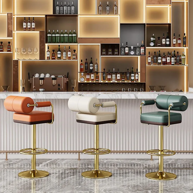 Chaise de bar 2026, haute, style nordique, en métal doré de luxe, pour cuisine, en cuir moderne, pas chère, tabourets de bar pour table de bar