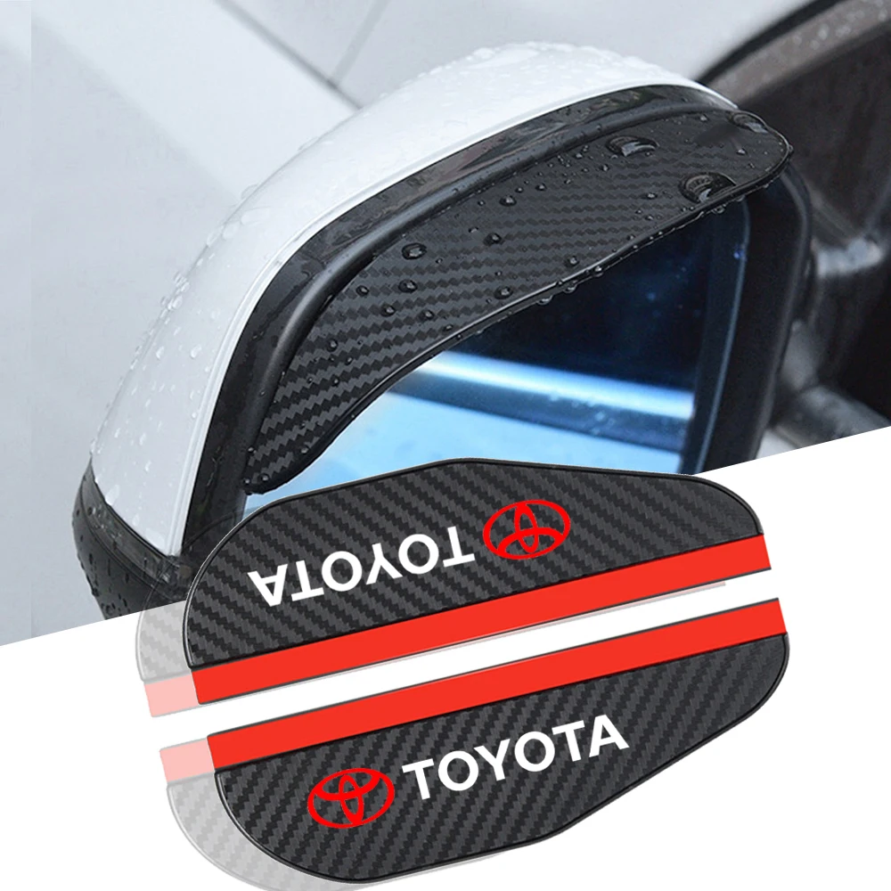 2PCS Car Rearview Mirror Rain Eyebrow Visor Carbon Fiber Side For Toyota camry chr corolla rav4 yaris prius accessories