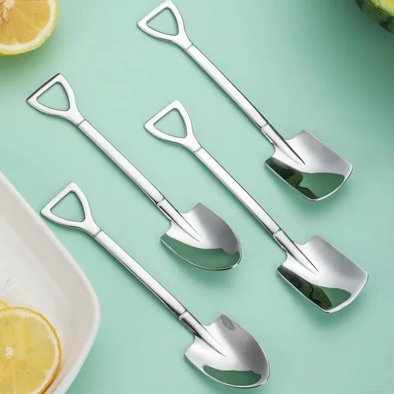 1Pcs Stainless Steel Coffee Tea Spoon Creative Shovel Scoop for Dinner Ice Cream Dessert Watermelon Kitchen Tableware Bar Tool