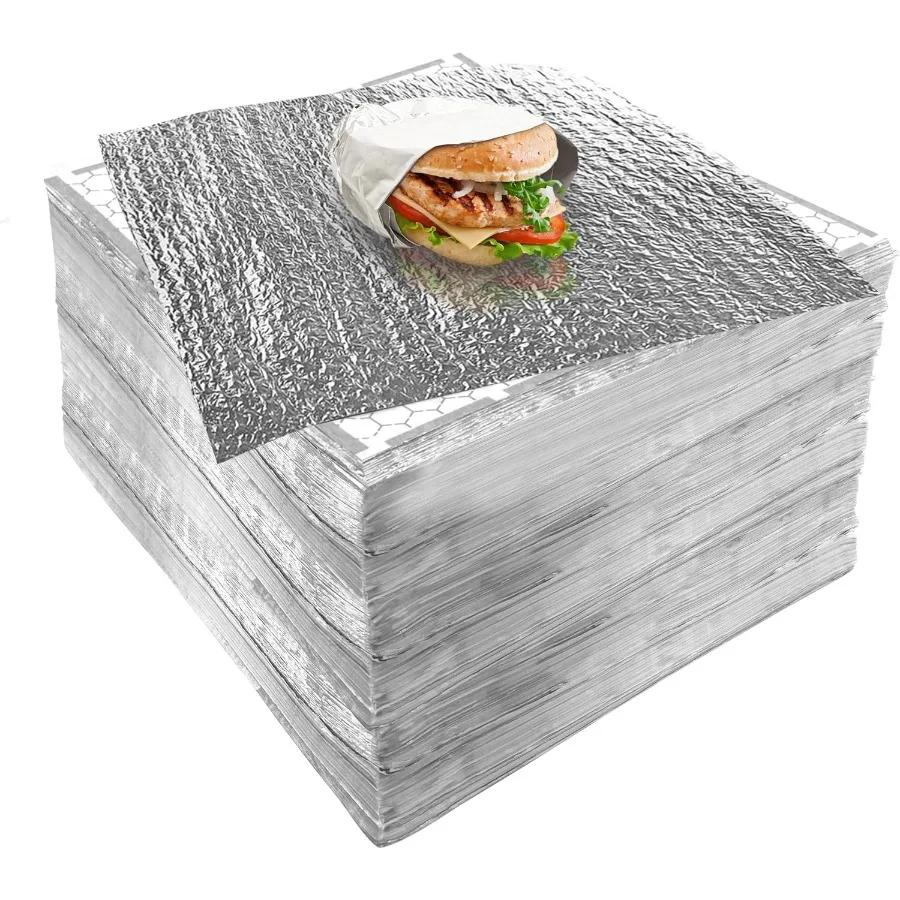 

Insulation Sandwich Wrapping Paper Aluminum Foil Sheets 100 Pack 14 x 16 Reusable Aluminum Foil Sandwich Wrap Sheets for Food P