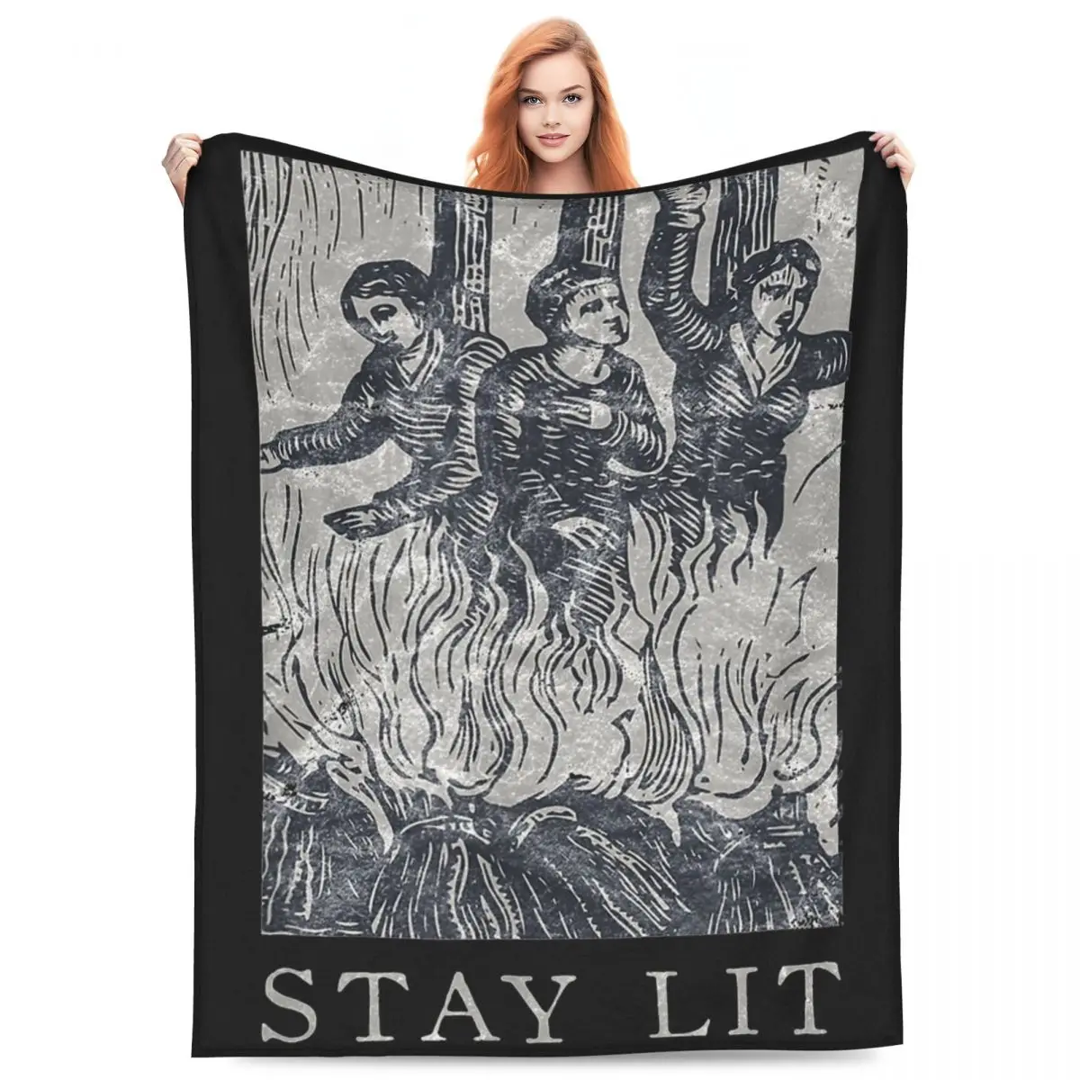 Occult Stay Lit Satan Devil Hell Flannel Blanket Soft Warm Unholy Antichrist Witch Throw Blanket Winter Travel Bedspread