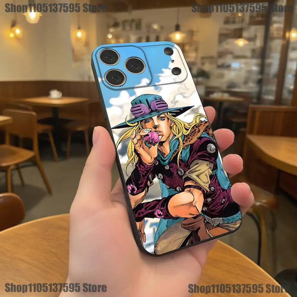 Johnny joestar j-jojo capa de telefone para iphone 17,16,15,14,13,12,11, pro,xs, max, zr, plus, e, se4, mini capa macia preta