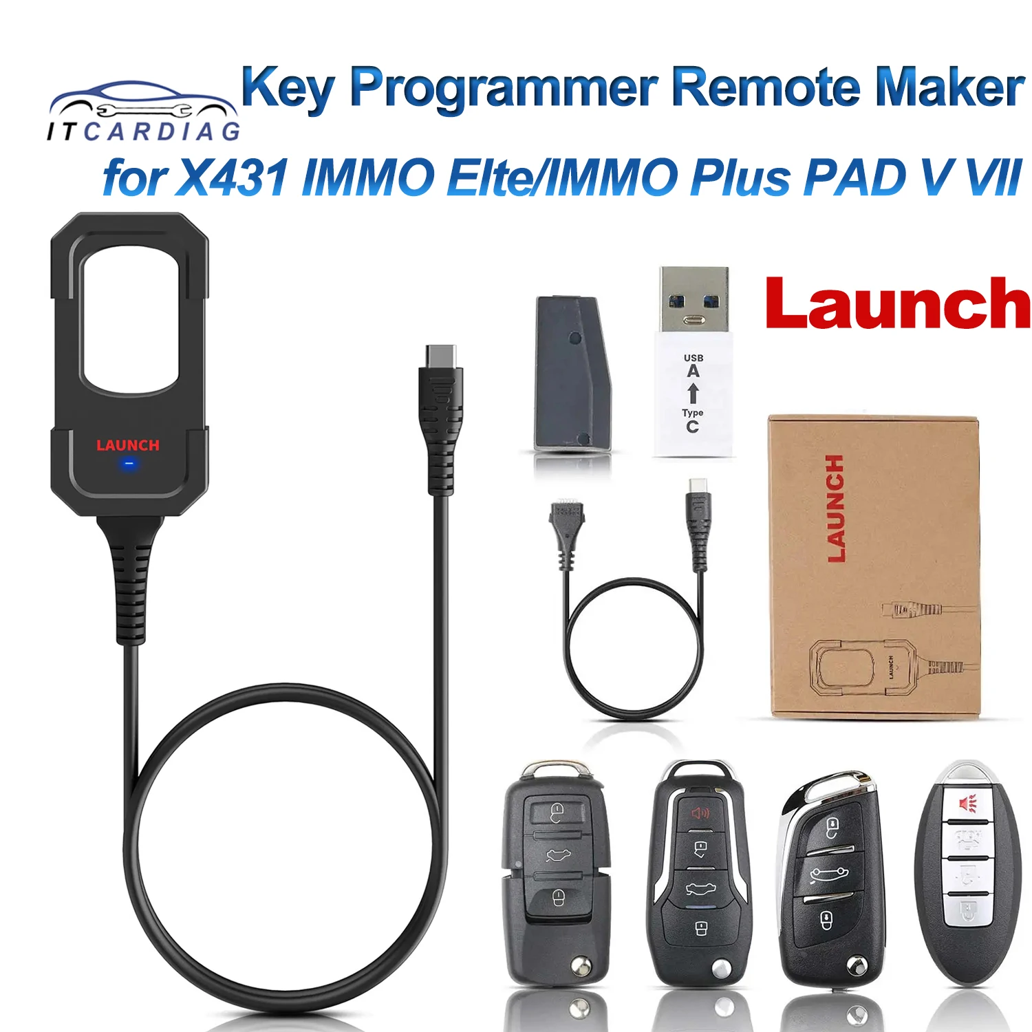 Launch X431 Key Programmer Remote Maker with 4PCS Universal Remote Key 1PCS Super Chip for X431 IMMO Elte/IMMO Plus PAD V VII