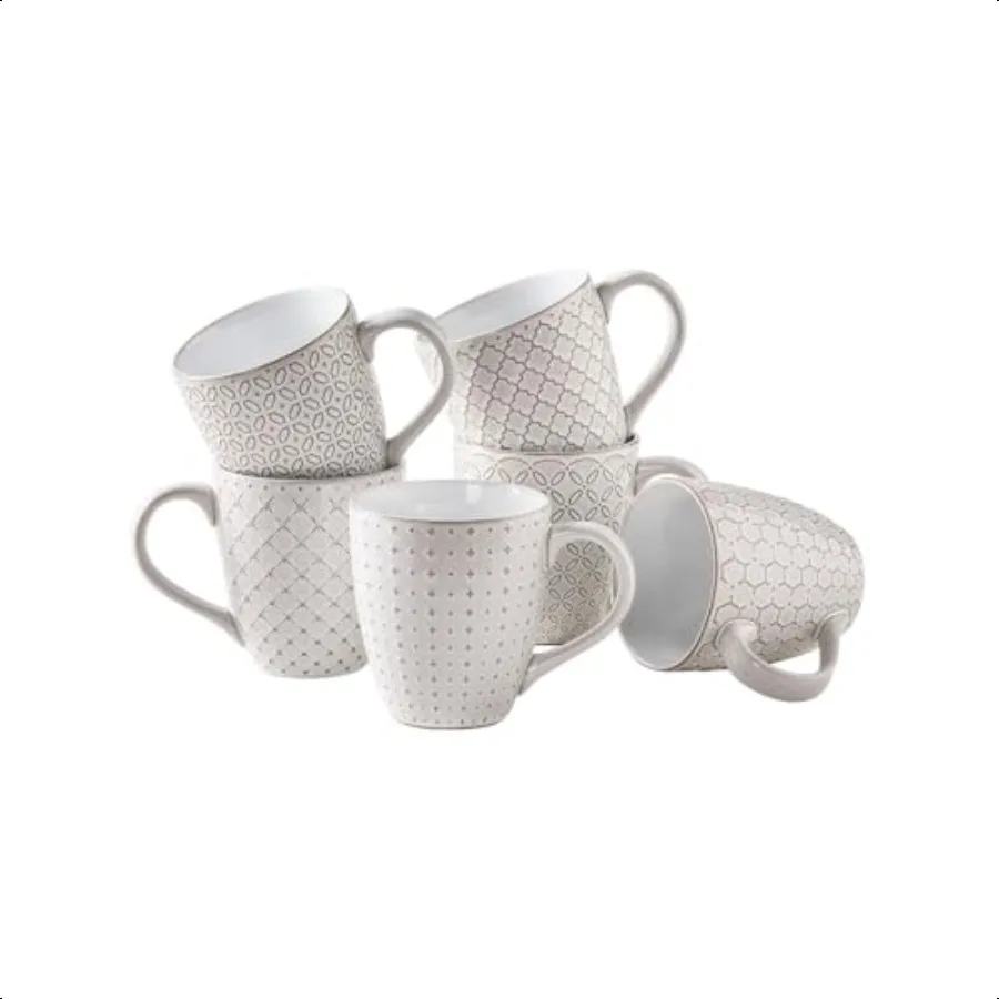 

Coffee Mugs Set of 6 19 oz Large Mug Ceramic Emment Stoneware Tea Cups with Handle for Men Women Handcrafted Mug Gift Set House