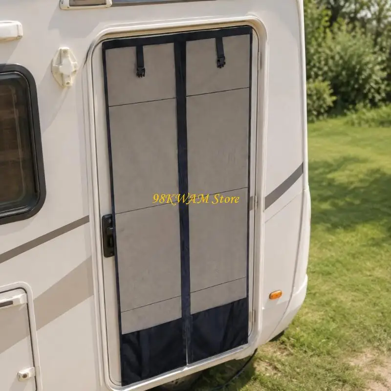 Recreational Vehicle Mesh Door Screen with Fine Polyester Panels for Ventilation and Separation, Center Opening 68UF