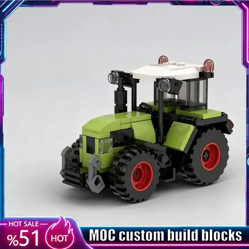 154PCS Agricultural Farm Tractor Vehicle Model Custom Building Blocks Diy Educational Assembly Birthday Collection Display Gift
