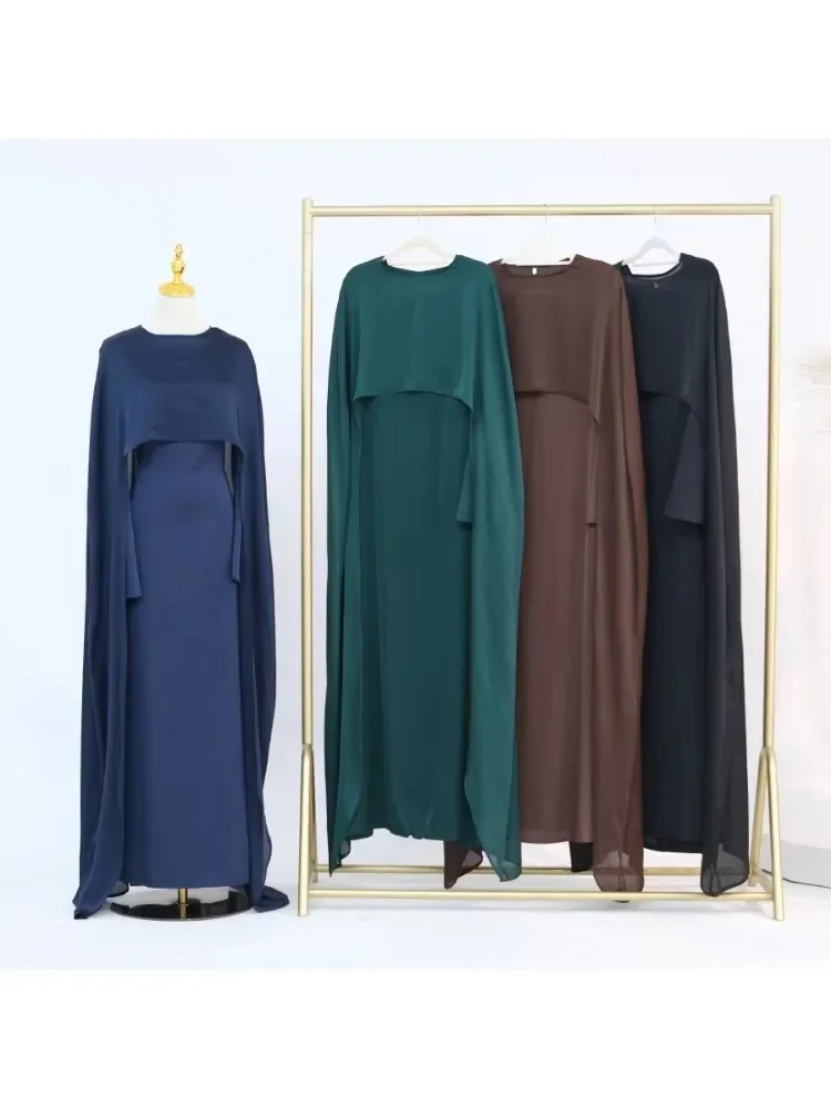 

Ramadan Eid 2 Piece Sets Woman Outfit Muslim Suit Turkey Wears Abaya Set Crinkle Fabric Long Dress Islamic Cloth Turkish Kaftan