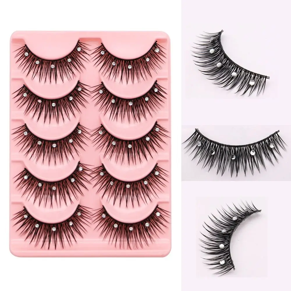 Shiny Spiky Glitter Women Beauty Handmade Diamond Manga Lashes Thick Long Eye Lashes Eye Extension False Eyelashes