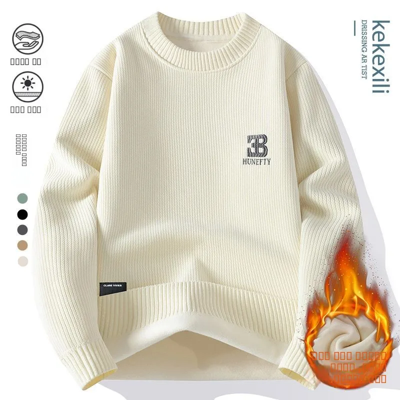 

Мужская осенне-зимняя толстовка с вышивкой на подкладке из тонкого льна и узором, термоосновной слой irt 2025, новинка Sle