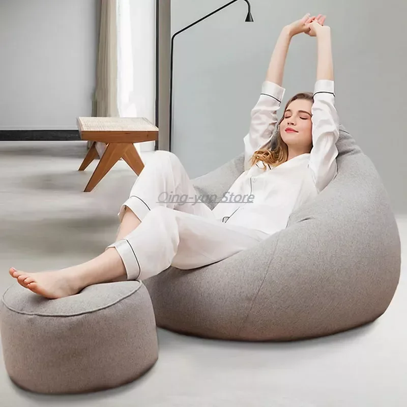 Comfy Exterior Bean Bag Sofa Simple Couch Round Dormitorio Bean Bag Sofas Funda Lounge Puf De Asiento Furniture For Living Room