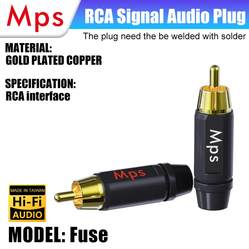 HiFi MPS Fuse Audio brass 24K Golden Plated RCA plug lotus For 8mm cable for CD DVD Amplifier DAC plug