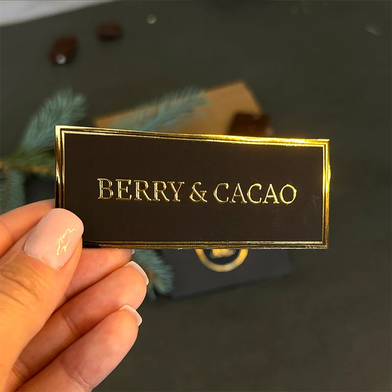 Personalized Gold Foil Labels Wedding, Baptism, Party Gift Chocolate Packaging Luxury Labels Gold Custom Labels Product Logo