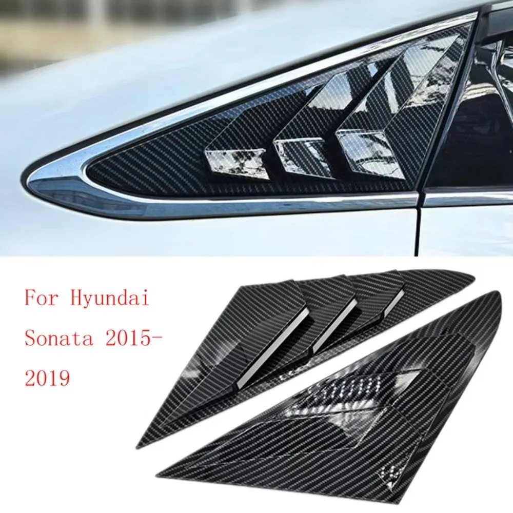 Car Rear Louver Window Side Shutter Cover For Hyundai Sonata  2015-2019 Trim Sticker Vent Scoop Blind Shades ABS Carbon Fiber