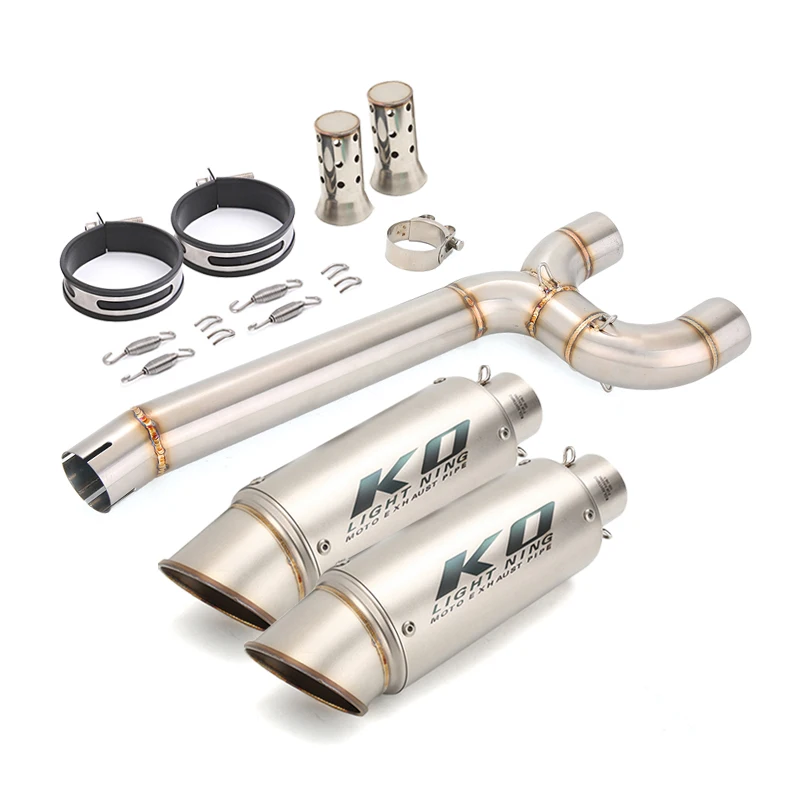 For Yamaha FZ6 FZ6N FZ6S 2004-2011 Motorcycle Exhaust System Left Right Mid Link Pipe Connect 51mm Tail Muffler Stainless Steel view 3