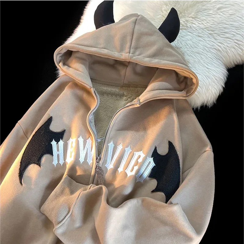 Couples Winter Devil Sweatshirt Clothing Casual Hooded Jacket Embroidered hoodie Y2K Jackets Coats New Jacket In Autumn 2024