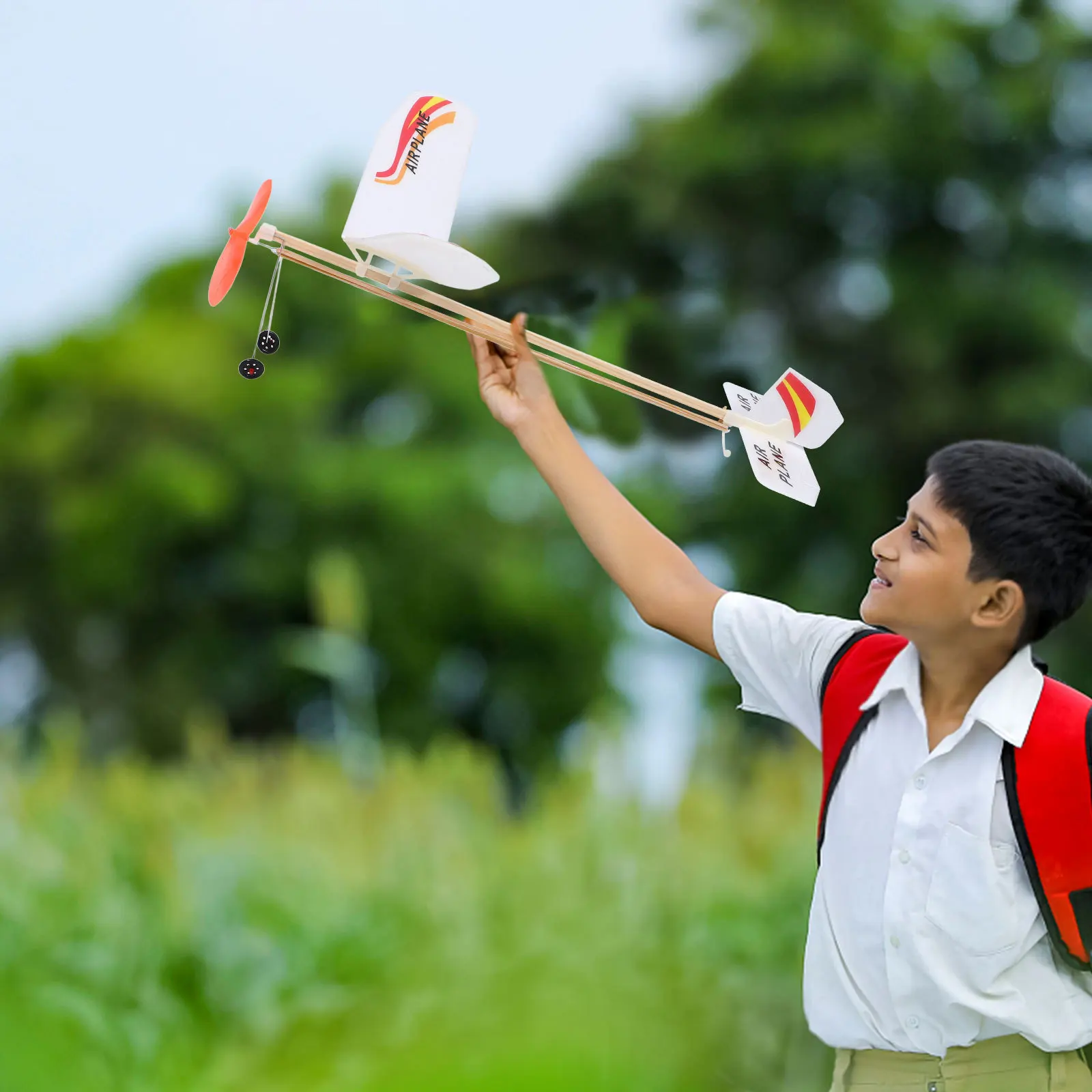 

1 комплект, самолет с резиновой лентой, сделай сам, сборка, маленький легкий самолет, летающий самолет, домашний и уличный подарок, самолет с резиновой лентой