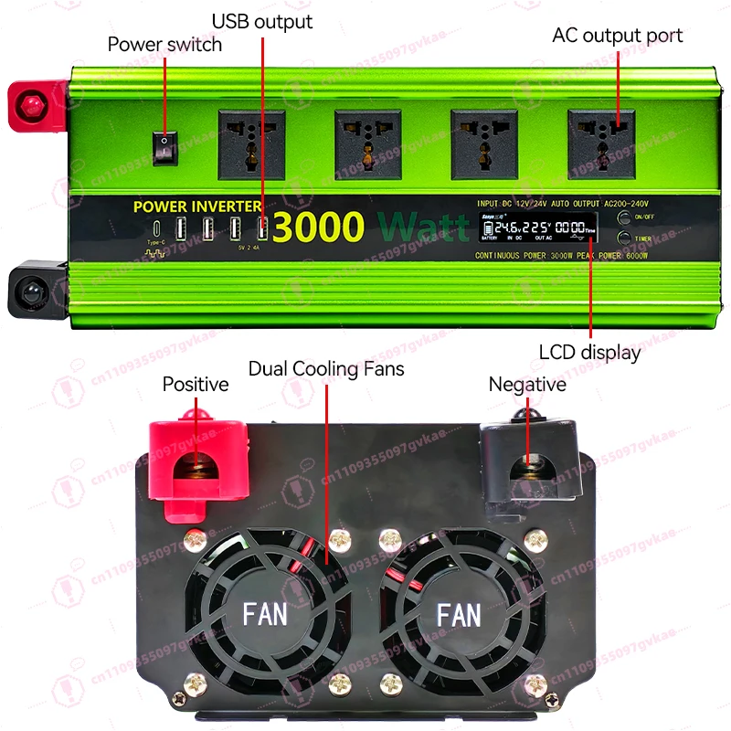 3000W Improved Sine Wave Inverter 12V24V 220V for Solar System Household Backup Power Supply