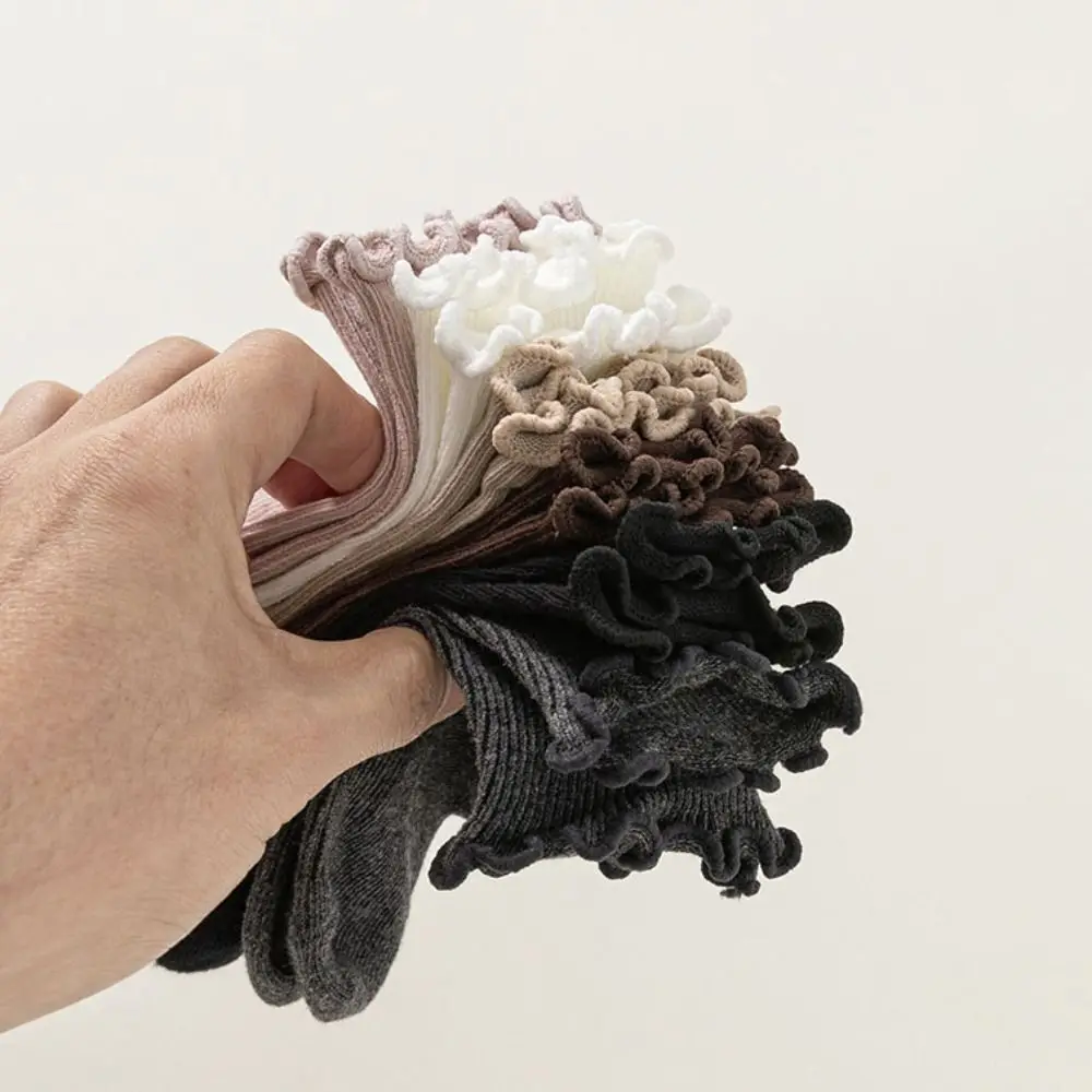 6Pairs موضة كشكش الطفل جوارب قطنية الخريف الربيع لطيف الاطفال قصيرة جوارب أنبوبية تنفس منتصف العجل دار الحلو الجوارب الأطفال #3