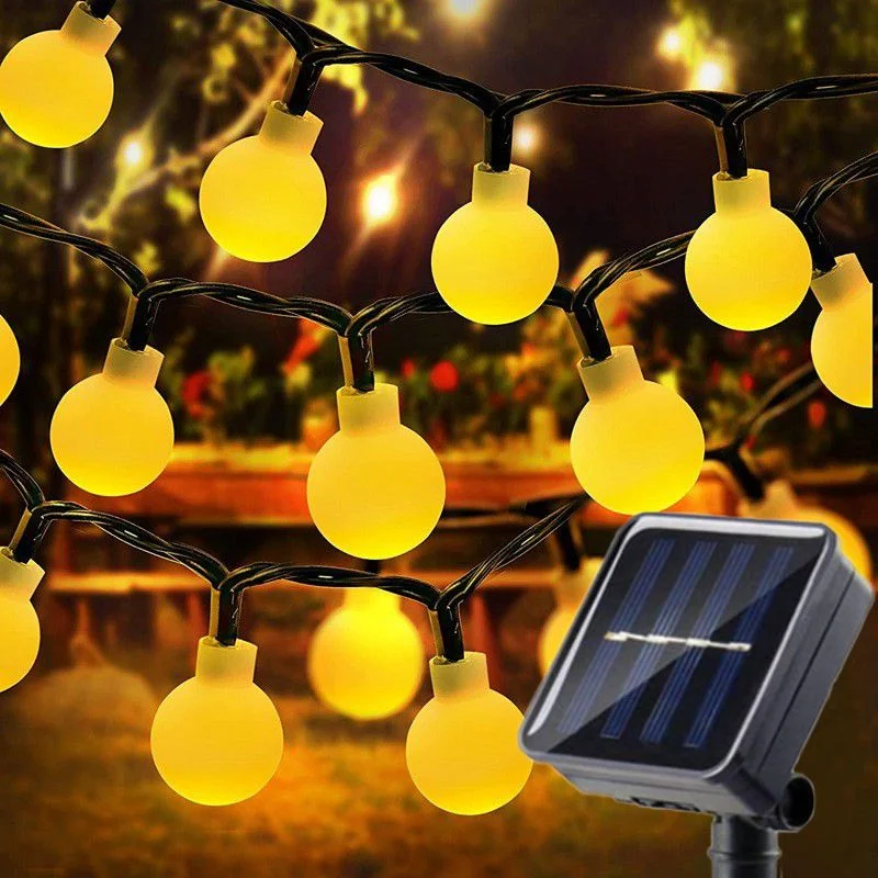 

Outdoor Garden Solar Garland Lamp Festoon LED Fairy Solar Globe Ball String Light Wedding Party Valentine's Day Ramadan Decor