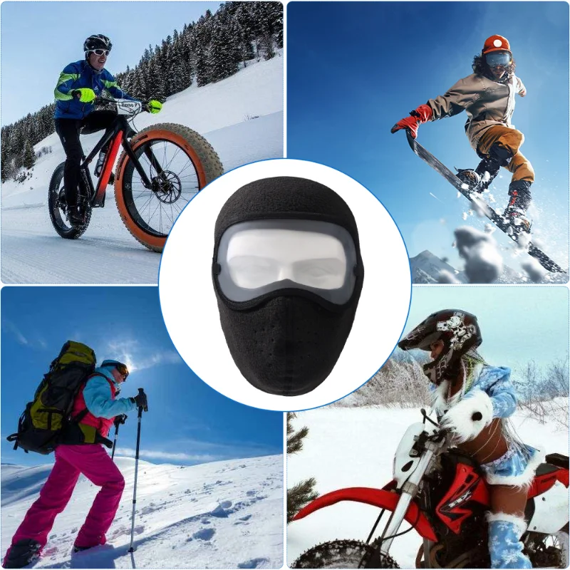 Polar Fleece Full Cover Beanie with Goggles Outdoors Skiing Cap Winter Warm Cycling Balaclava Beanies Men Women Fashion Mask Hat