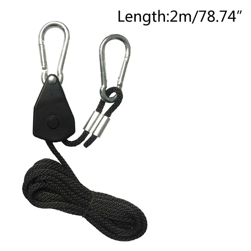 2Pcs 1/8 "Pulley Tali Ratchet 150lb Berat Mengunci Gantungan Mengangkat Lanyard untuk Tenda Kamar Fan Tumbuh Tanaman Berkemah hiking