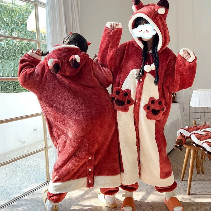 Kigurumi Adult Fox Pajamas Nightgown New Coral Fleece Disfraces For Unisex Sleepsuit Sleepwear Halloween Pyjamas Animal Onesie