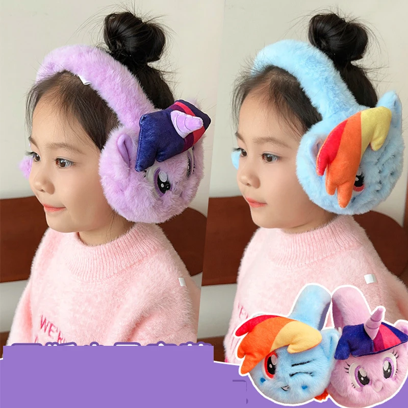 My Little Pony Plush Earmuffs Pinkie Pie Twilight Sparkle Fluttershy Children's Ear Muffs Winter Warmth Girl Ear Warmer Gift