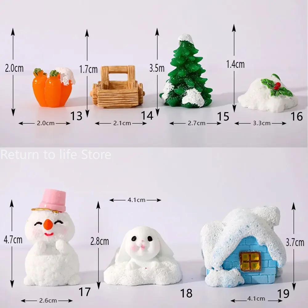 Figurines Christmas Rabbit Micro Landscape Snowman Bunny Ornament Desk Accessories For Home Decoration Kids Gifts Miniature