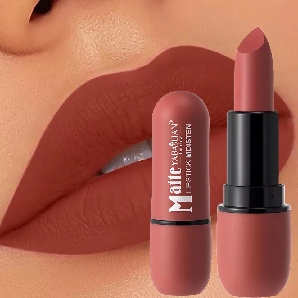 6-Color Matte Lipstick Velvet Sexy Lips Smooth Contour Pencil Brown Lip Waterproof Long-Lasting Color Lips Lipgloss Makeup