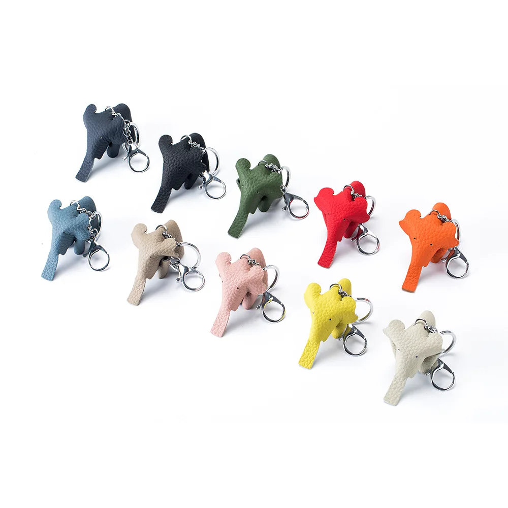 Funny Genuine Leather Lucky Elephant Keychain Handmade Multiple Styles Key Chain Gift DIY Bag Pendant Bag