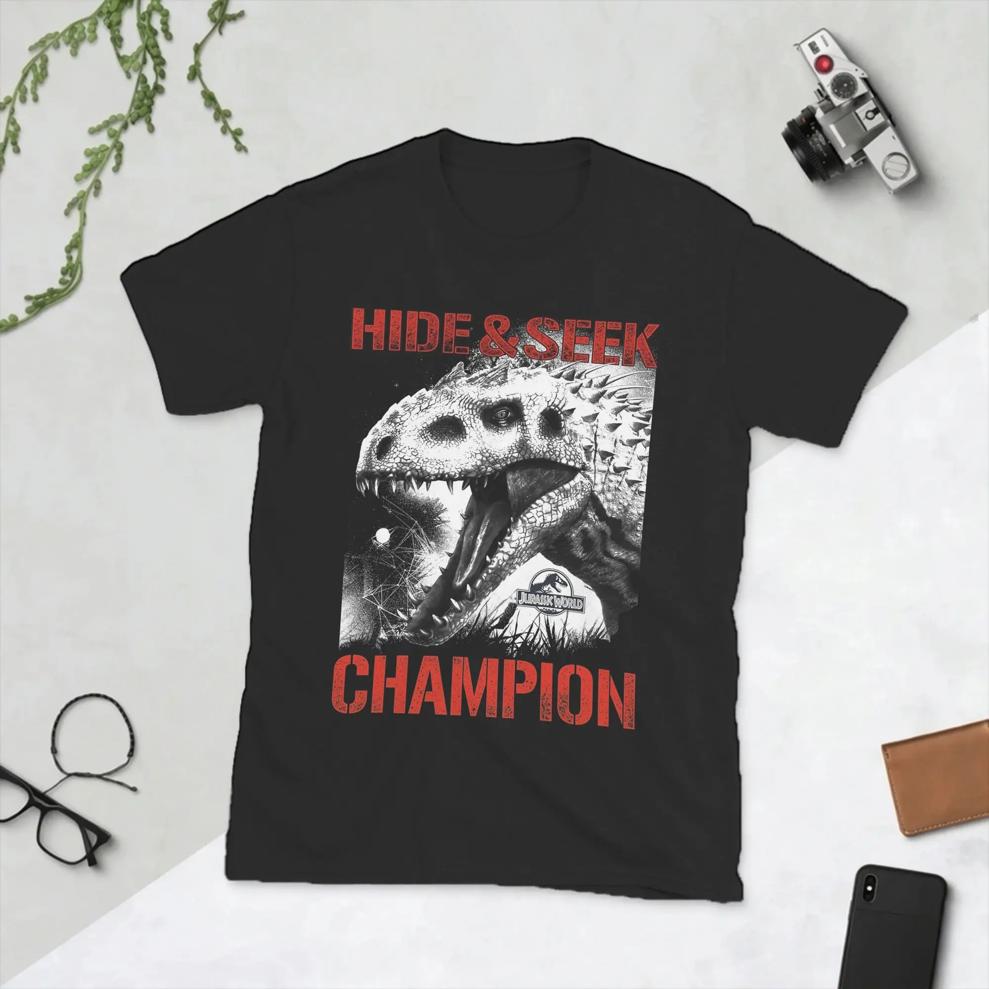 Jurassic World Hide & Seek  Men's T Shirts Park Dinosaur Funny Tee Shirt Short Sleeve O Neck T-Shirts 100% Cotton Party Clothing
