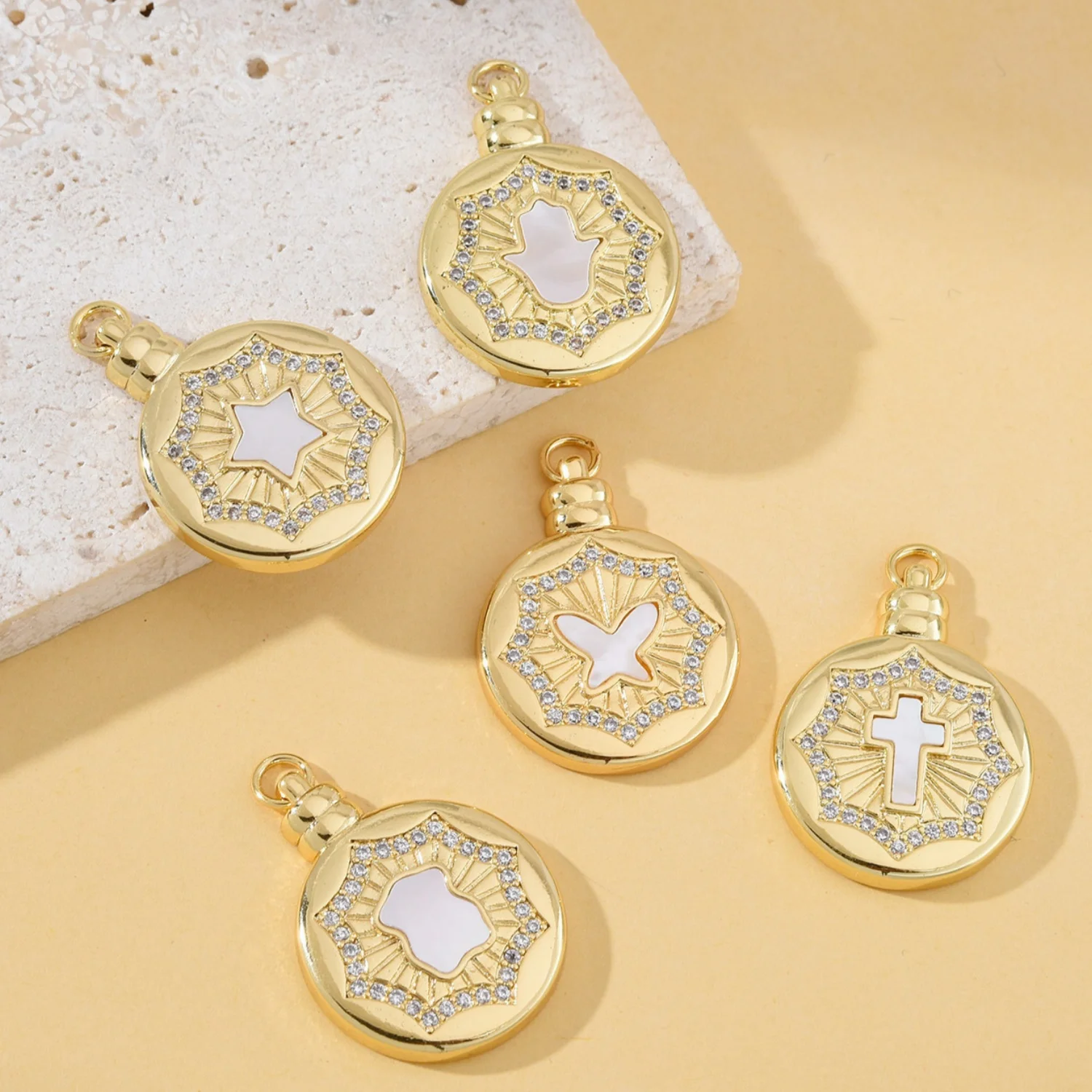 5pcs Europe and The United States Natural Shell Star Love Necklace Pendant Accessories DIY Jewelry Making Materials Wholesale