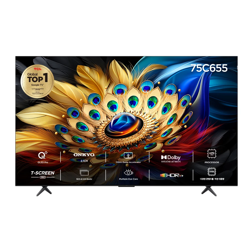 TCL 4K QLED 안드로이드 12 TV, 191cm(75인치), 75C655, 방문설치