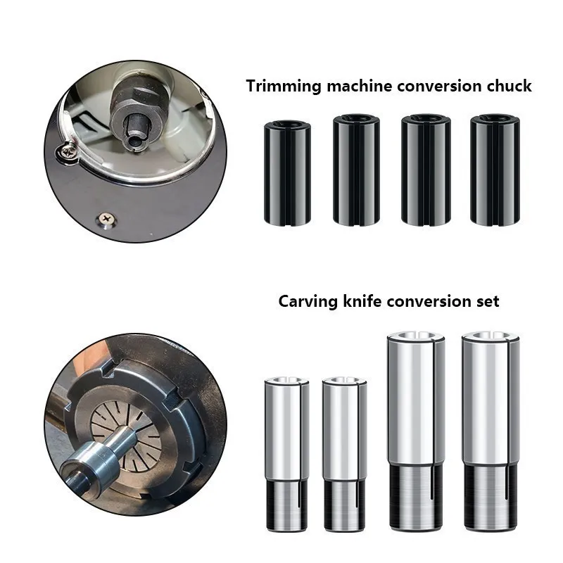 CNC Router Tool Adapter Collet 1/2，6，6.35，8mm Conversion Chuck To 1/8\