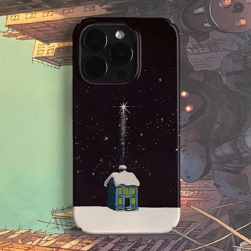 

Ins Korean Black Snow Hut Phone Case for IPHONE 17 Air 16E 15 PROMAX 14 Plus 13 12 MINI 11 PRO 16Plus XR XS Acrylic Phone Cover