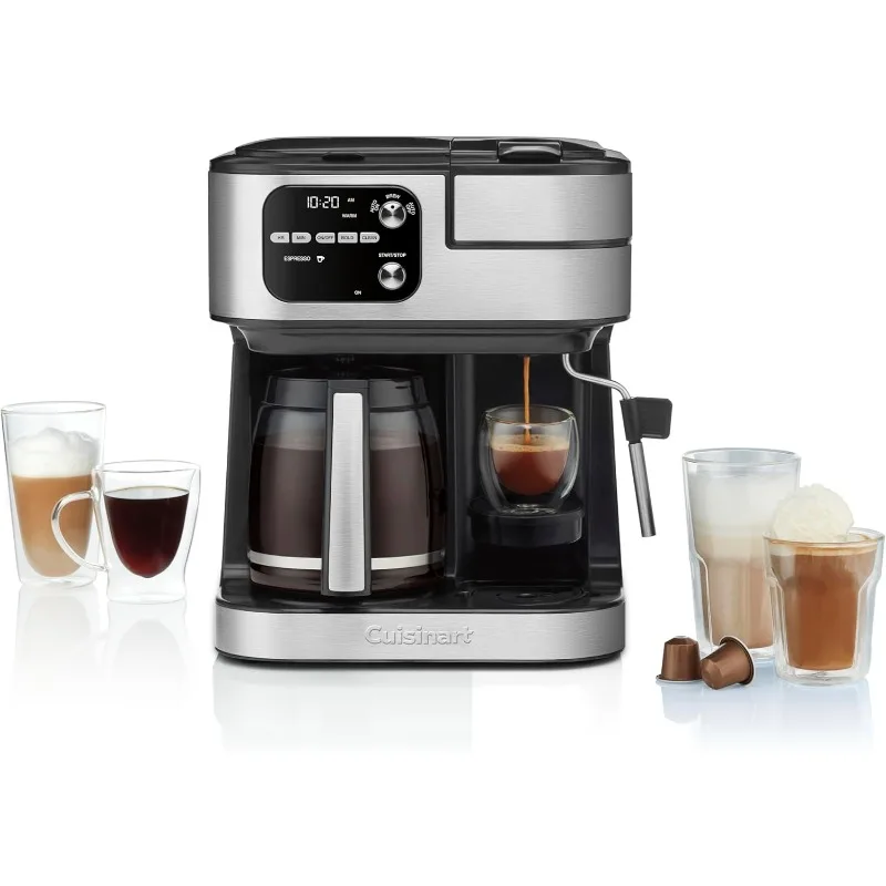 

4-in-1 coffee machine, single-cup coffee, espresso and Nespresso capsule compatible, 12-cup coffee maker