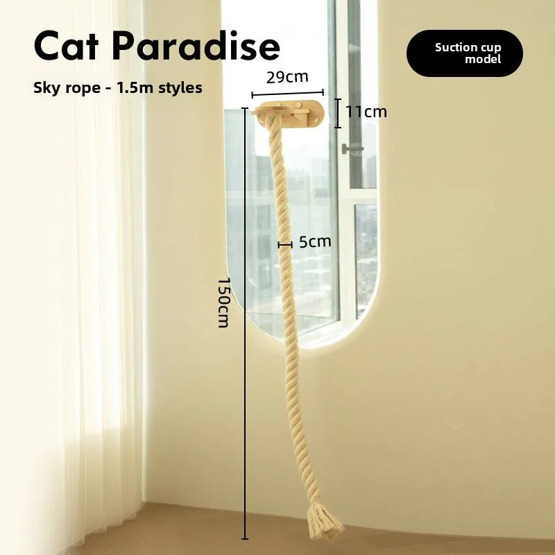 Suction Cup Cat Window Perch Small Apartment Glass Observation Platform Cat Climbing Rope Frame Pet Hammock
