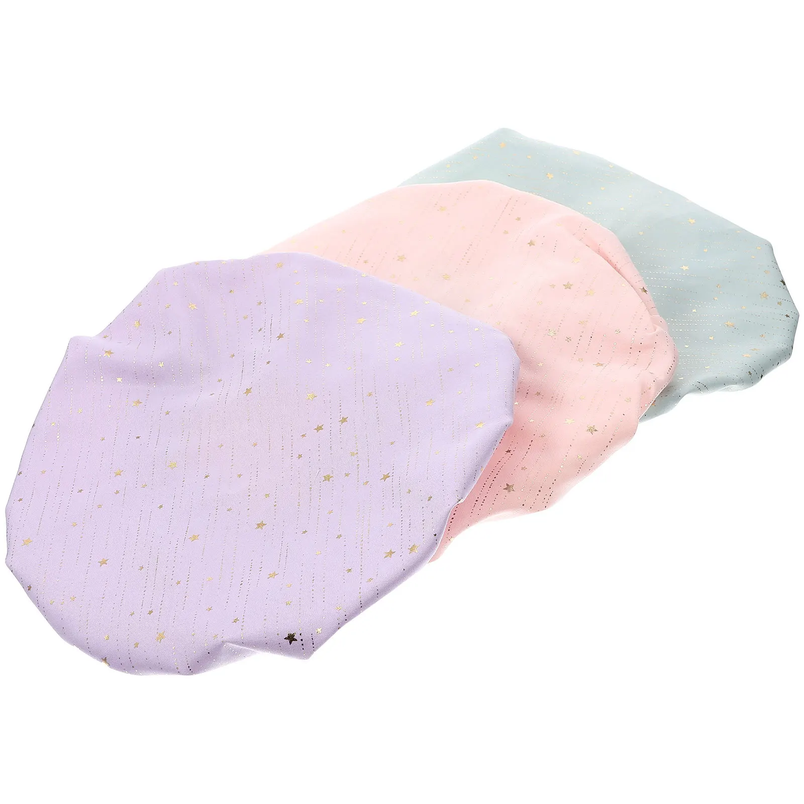 

3Pcs Decorative Bathing Caps Waterproof Shower Caps Elastic Portable Hair Bonnets for Adults Kids Home Use Wash