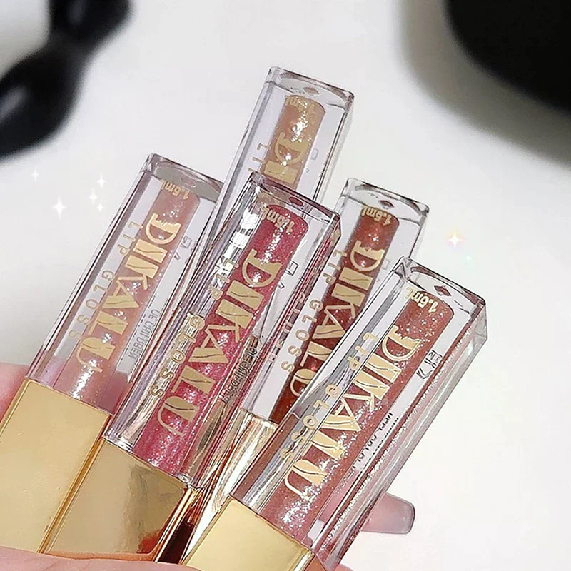

DIKALU Small Shave Ice Flash Lip Glaze Mirror Lip Gloss Fine Shine Lip Gloss Transparent Lip Gloss Gloss Lipstick Paste Pure Des