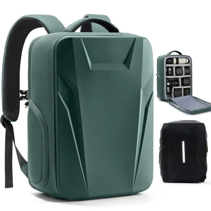 Camera Backpack,Hardshell Photography DSLR Camera Bag,Black 15.6 Inch Laptop Compartment, Waterproof Hard Shell Photography Back