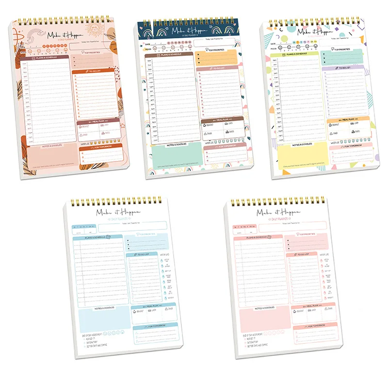 Planificador Agenda espiral A5 cuaderno horarios Plan diario para hacer lista Bloc de notas 100 páginas de espesor suministros escolares de oficina papelería 2026